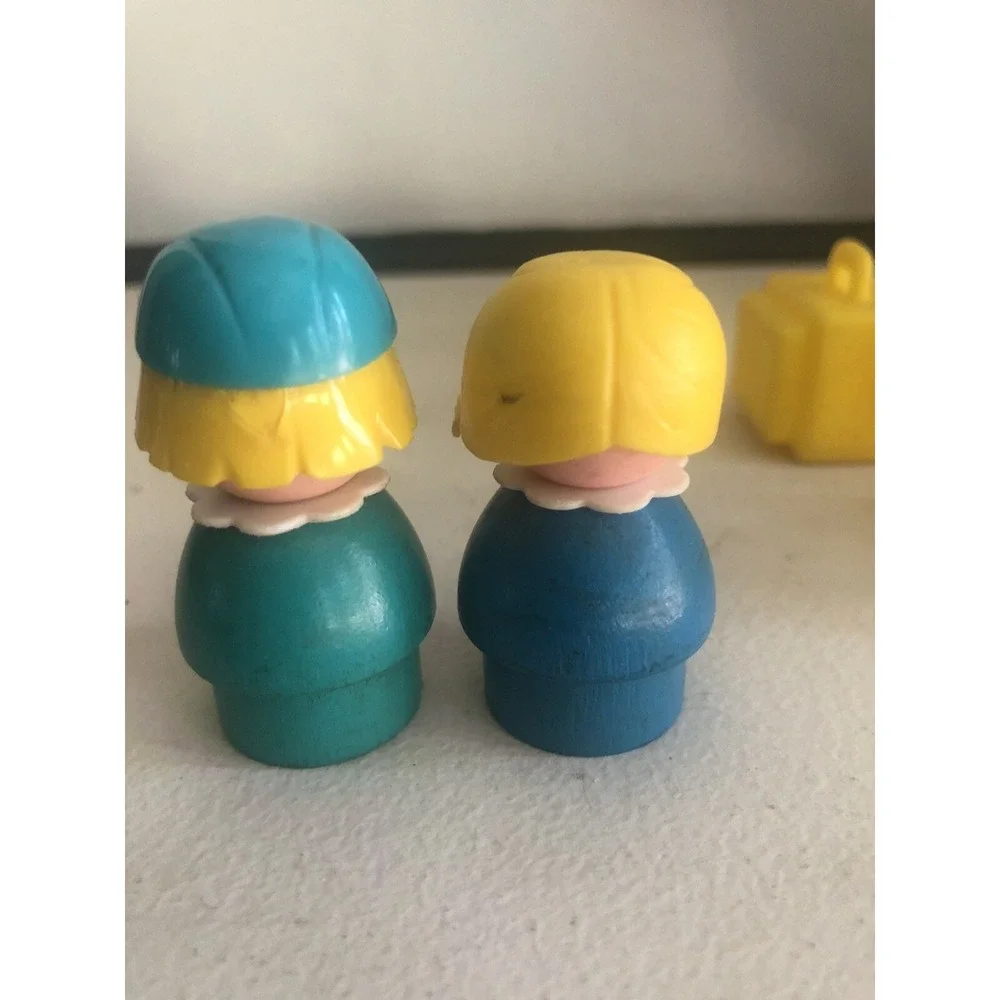 Vintage Fisher Price Little People Luggage Stewardess & Girl